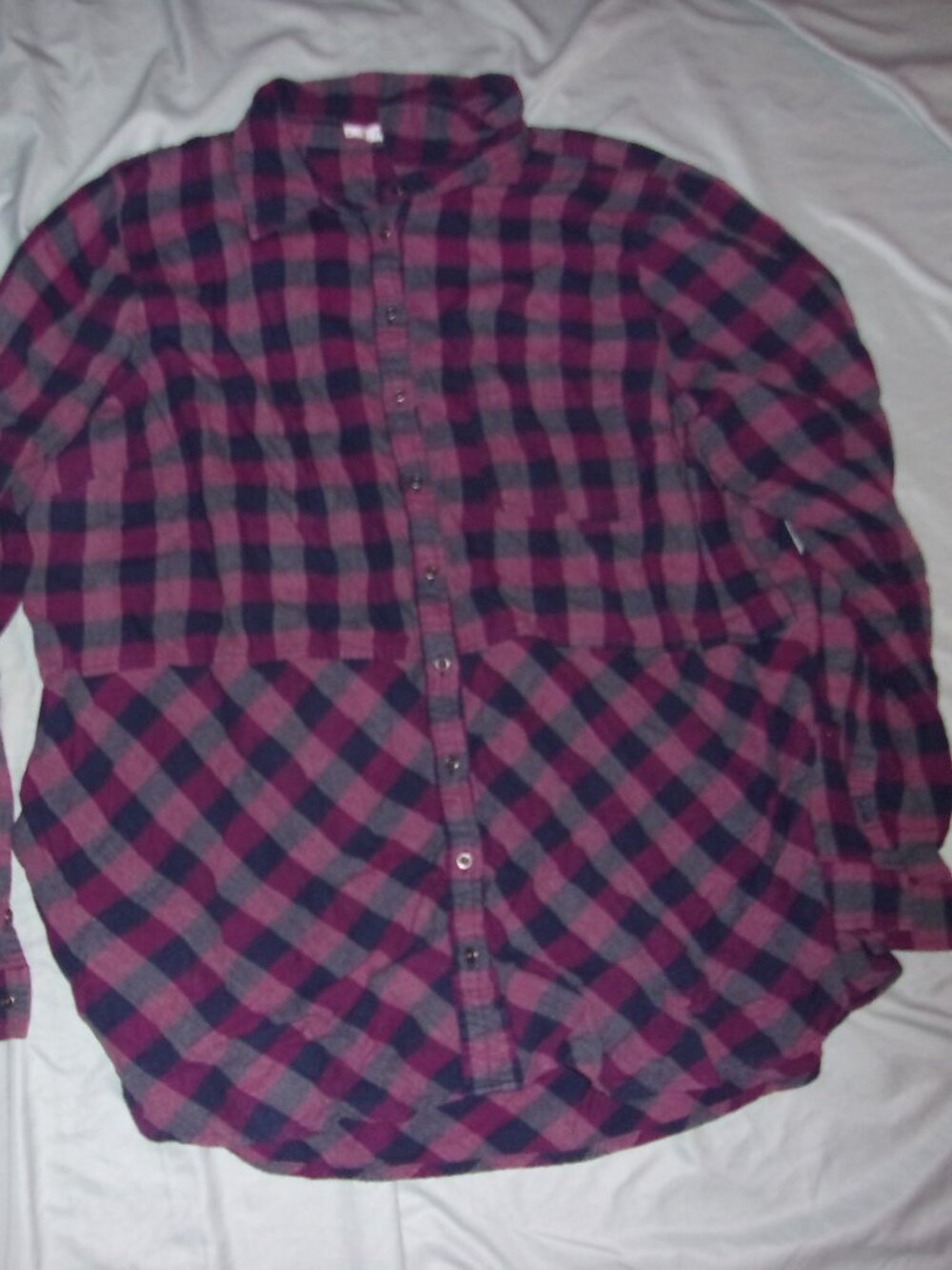 size 2 womens plaid shirt 2x flannel button up 2 x gorpcore purple